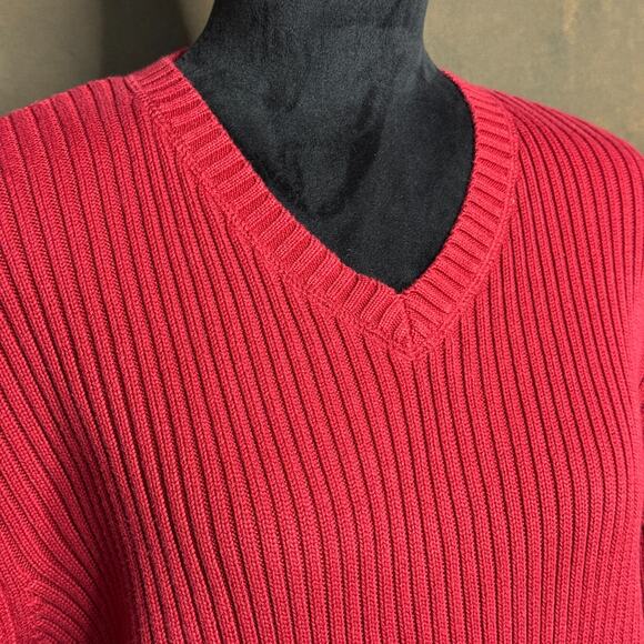 Eddie Bauer Men Sweater Size Large Maroon Pullover Pima Cotton Outdoors winter - Picture 2 of 8